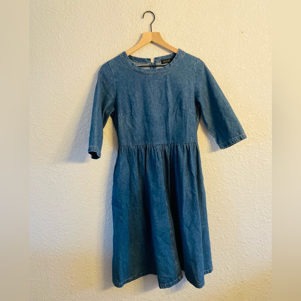 Roolee Denim Fit & Flare Midi Dress